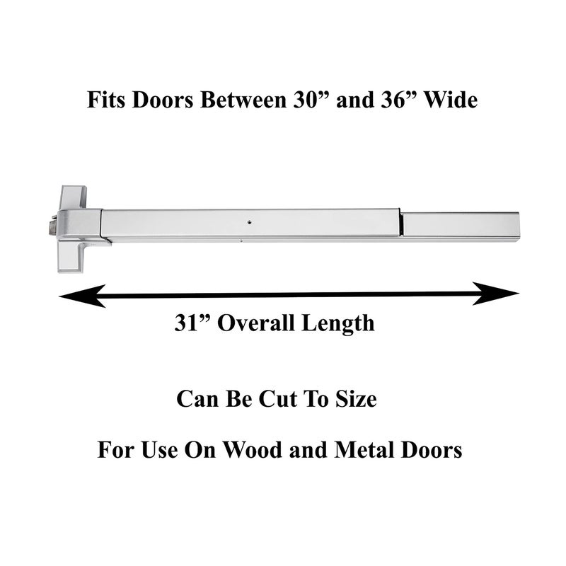 Dynasty Hardware Push Bar Panic Exit Device for Emergency Exit Doors, Aluminum Finish Commercial Panic Bar Door Handle, Push Bar for Exit Door, Panic Bar Lock, Push Bar Door Handle for Safety - Image 5